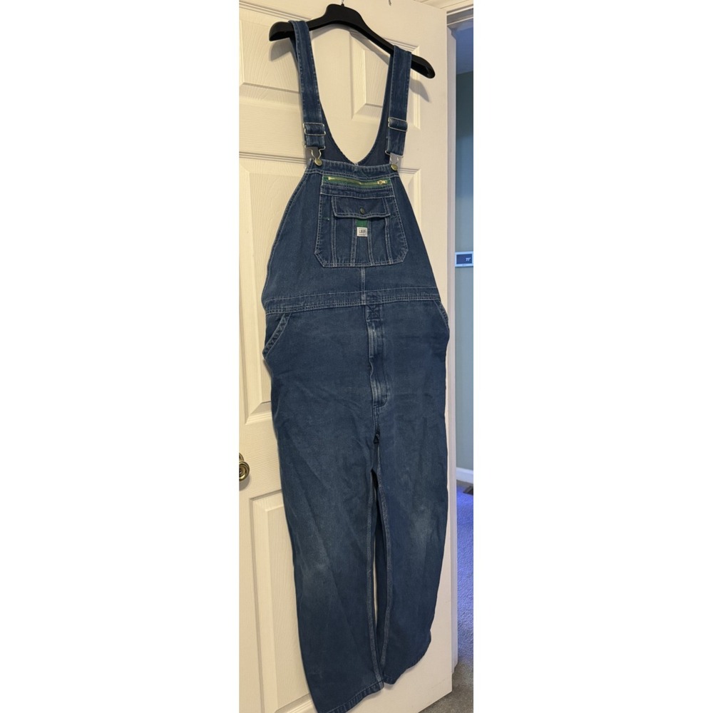Liberty Mens Denim Bib Overalls 46x32 Blue Workwear Carpenter 100% Cotton - Picture 2 of 13
